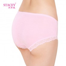 【情趣内衣】STACEY史黛丝 低腰莫代尔提臀情趣内裤 蕾丝边 粉红色11059-3