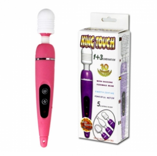 【女用器具】百乐AV棒贴身情郎 十频震动AV棒USB充电多换头BW-055003-1